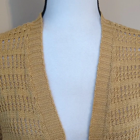 Marled Reunited Clothing Acrylic Longline Open Cardigan Sweater MEDIUM Yellow - Picture 3 of 15